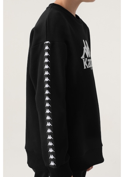 Kappa Siyah Bisiklet Yaka Kol Baskı Detay Erkek Çocuk Sweatshirt Siyah
