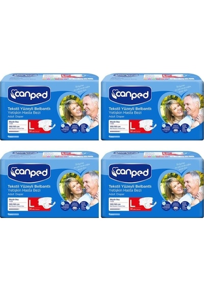 Canped Tekstil Yüzeyli Belbantlı Hasta Bezi L 4 x 30'lu
