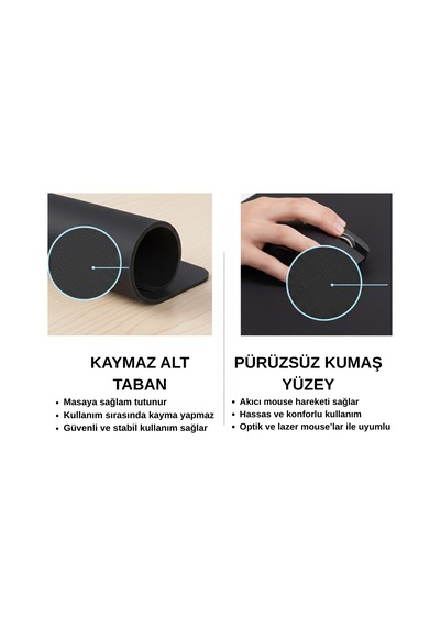 230x170x3 Mm Mouse Pad Kaymaz Non-slip Taban Pürüzsüz Bez Yüzey Siyah