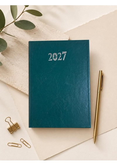 Ofisinn 2027 Cilt Bezli Sert Kapak 14x20 Cm Planlayıcı Günlük Ajanda Yeşil
