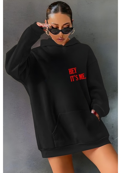 Startmore Hey Its Me Kapişonlu Sweatshırt Siyah