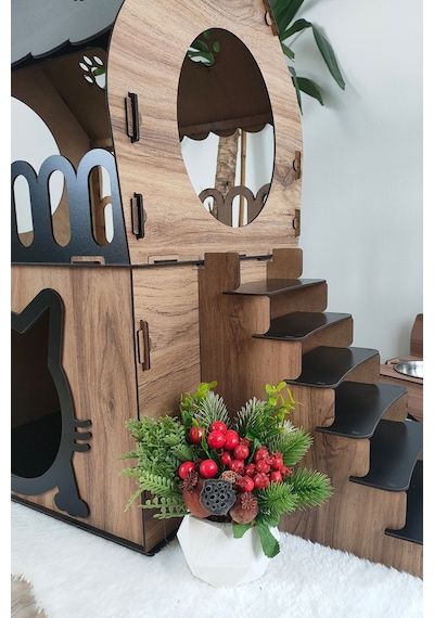 Kedi Evi Teraslı Dekoratif Kedi Evi