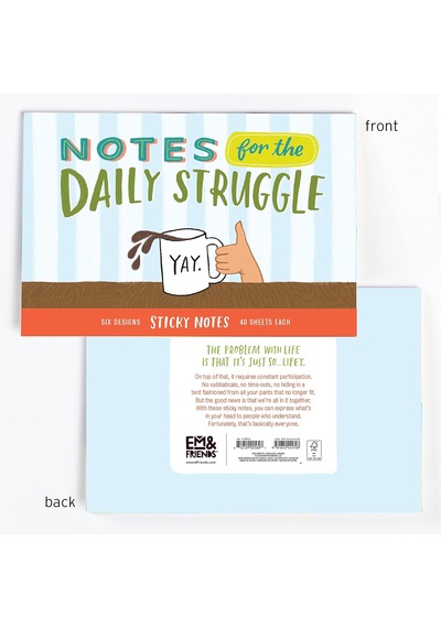 Em & Friends Daily Struggle Yapışkan Not Paketi, 6 Yapışkan Not Pedi Seti, 6,3 X 6,3 Cm Ve 40 Yaprak