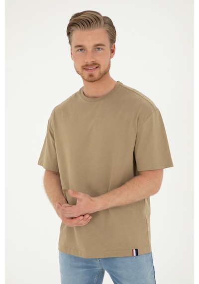U.S. Polo Assn. Erkek Comfort Fit Bisiklet Yaka Haki Tişört 50294216-VR027