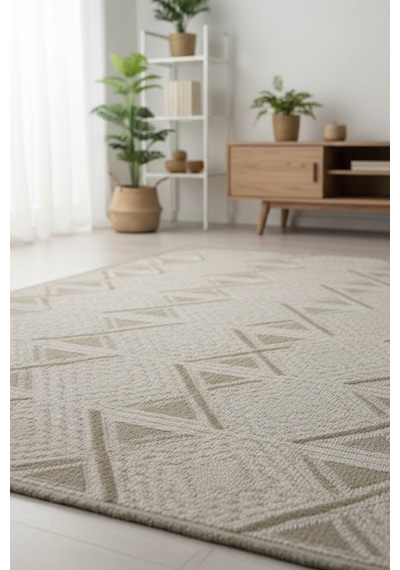Rolyef İskandinav Kabartmalı Sisal Bukle Yıkanabilir Kaymaz Taban Salon Mutfak Çocuk Odası Halısı Bej