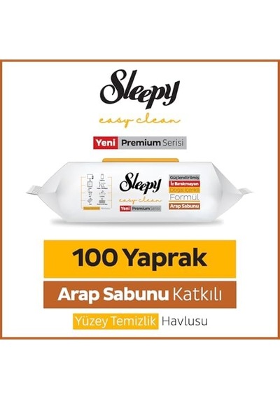 Easy Clean Premium Arap Sabunu Katkılı Yüzey Temizlik Havlusu Mendili 100 Yaprak