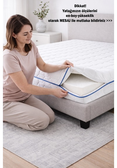 Kılıf İnci 150x200 Yatak Kılıfı Koruyucusu Yatak Örtüsü Fermuarlı Kapitone Zippered Mattress Cover Çift Kişilik Beyaz 150 x 200