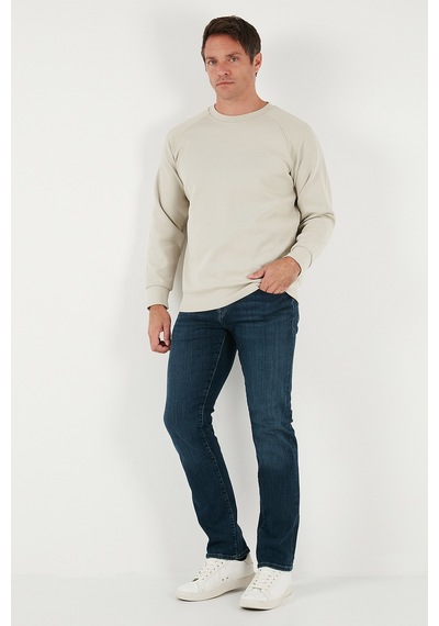 Buratti Streç Pamuklu Relaxed Fit Bisiklet Yaka Erkek Sweat 5901210 Taş
