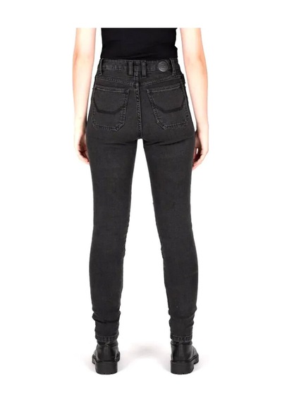 Knox Colton Skinny-fit Korumalı Denim Kadın Motosiklet Pantolonu Kısa Bacak Koyu Gri