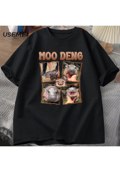 Startmore Moo Deng Rap T Shirt Seviyorum Moo Deng Komik Bebek Hippo Sevgilisi T-shirt Rahat Pamuk Erkek 3035 Siyah