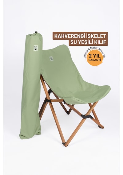 Bag The Joy Ahşap Kahverengi İskelet - Su Yeşili Kılıf Sandalye Su Yeşili