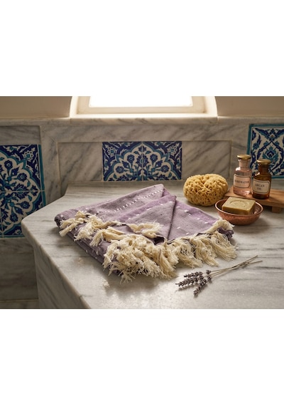 Ludıa %100 Pamuklu Çizgili Peştemal Havlu Banyo Ve Plaj Havlusu 90x185 Cm Mor