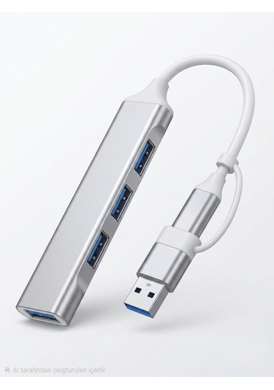 Usb 3.0 Hub, 4 Portlu Alüminyum Usb Çoklayıcı, Çift Giriş