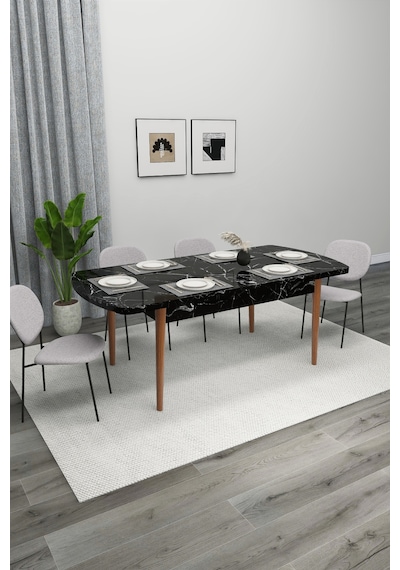 Renlife Yemek Masası Mutfak Masası Ahşap Ayaklı Masa Oval Açılır Masa Siyah Mermer Renlife Yemek Masası Mutfak Masası Ahşap Ayaklı Masa Oval Açılır Masa Siyah Mermer