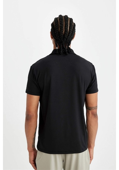 DeFactoFit Siyah Standart Fit Basic Düz Kısa Kollu Sporcu Polo Tişört C9267AX24AUBK81