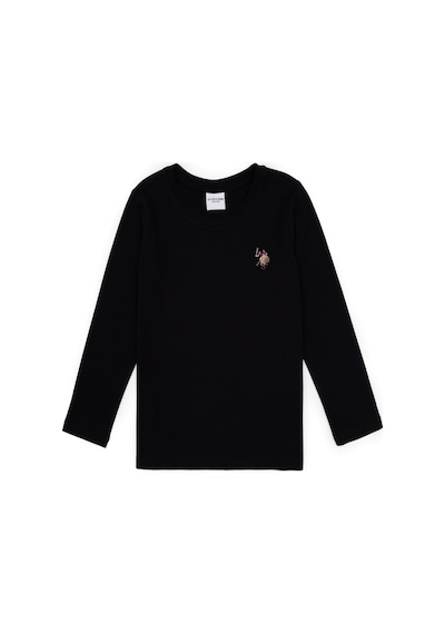 U.S. Polo Assn. Kız Çocuk Siyah Bisiklet Yaka Basic Sweatshirt 50317915-VR046