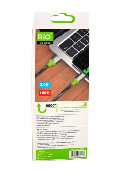 Rio 3,0a Usb-a To Type-c Kablo Dayanıklı Kablo Tasarımı Ve Hızlı Şarj Özelliği İle