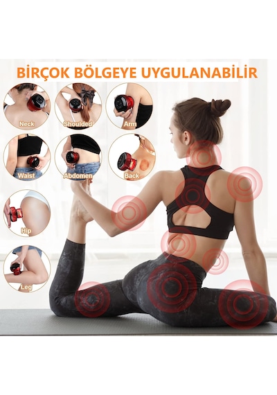 Şarjlı Işık li Masaj Selülit Ve Yağ Yakma Hacamat Kupası Kırmızı