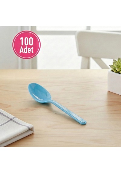 100 Adet Mavi Plastik Lüx Parti Kaşığı