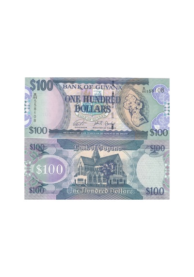 Guyana 100 Dolar 2019 Yılı Çil Eski Yabancı Kağıt Para