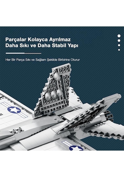 Reobrix 33022 American Mcdonnell Dougles F18 Hornet Strike Fighter Jet Uçak Yaratıcı Yapı Blok Seti Building Blocks - 1387 Parça