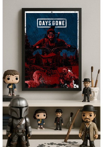 Days Gone Siyah Ahşap Çerçeveli Poster, Dekoratif Oyun Duvar Tablosu