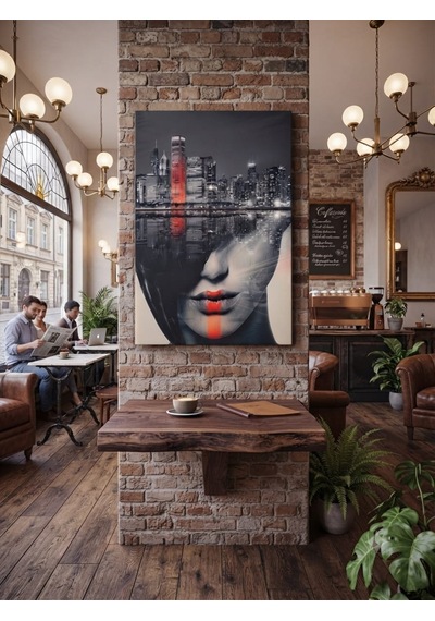 Modern Tablo 60x90 Cm Büyük Boy Kafe Ve Salon Hediyelik Duvar Aksesuarı Siyah