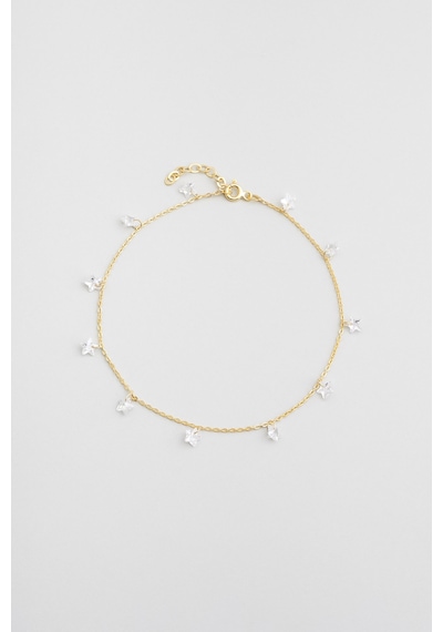 Yıldızlı Gece 18 Ayar Sarı Altın Kaplama 25 Cm Gümüş Hal Hal Sarı
