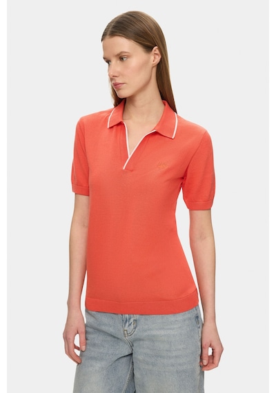 Ucla Sasha Pembe Polo Yaka Triko Nakışlı %100 Pamuk Standard Fit Kadın Tshirt