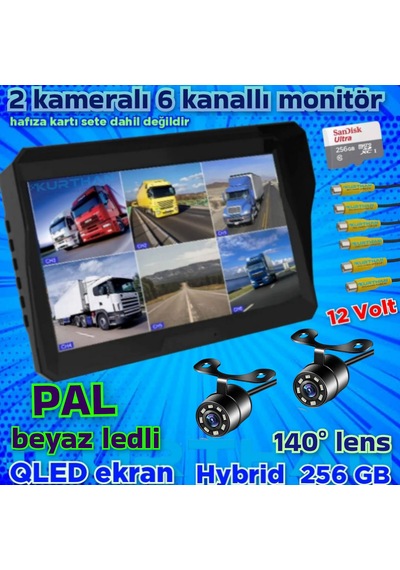 2 Adet Beyaz Ledli Kelebek Kamera 10'' Qled 6 Kanallı Monitör Se