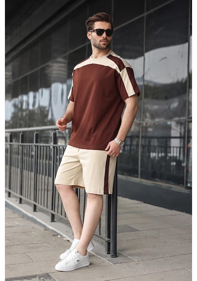 Madmext Acı Kahverengi Erkek Şort T-shirt Takımı E7346 Acı Kahverengi