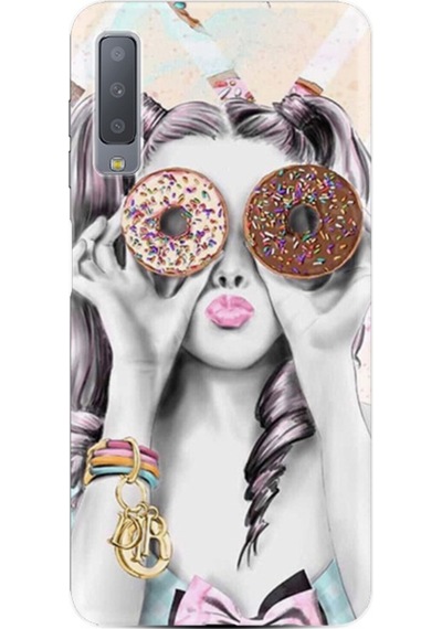 Samsung Uyumlu Galaxy A7 2018 Kilif Desenli Donut Girl 1408 527817180