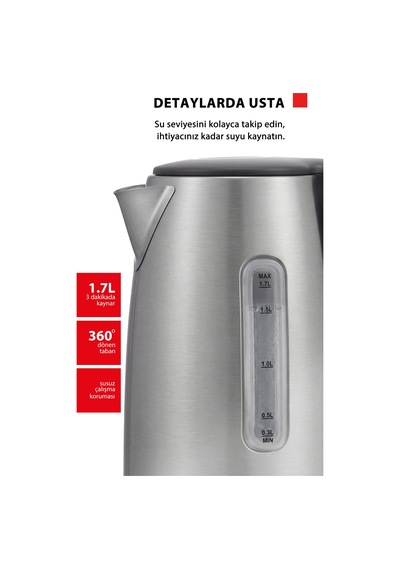 Toshiba KT-17SH1WCIS S 1.7 L Paslanmaz Çelik Su Isıtıcı Kettle