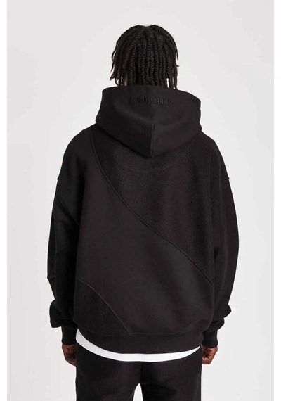 Daily Paper Yumuşak Dokulu Organik Pamuklu Split Cut And Sew Kapşonlu Sweatshirt Siyah