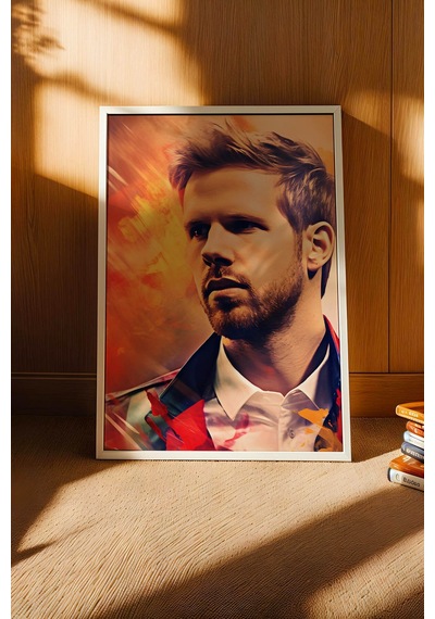 Sebastian Vettel Efsanevi F1 Portresi Çerçeveli Tablo - Lüks Modern Formula 1 Duvar Dekoru Beyaz