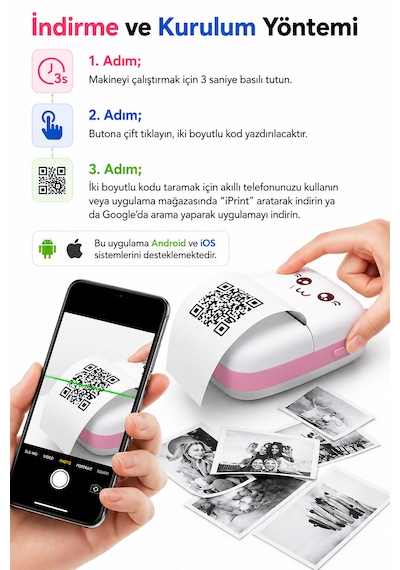Bluetooth Mini Yazıcı Termal Fotoğraf Yazıcısı