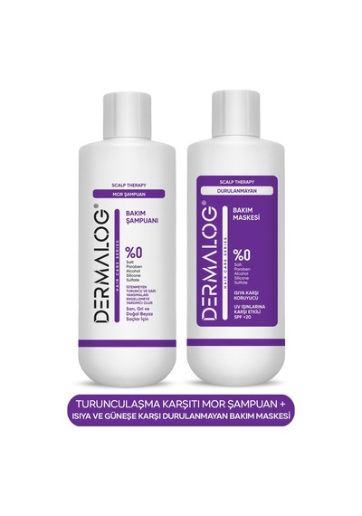 Dermalog Durulanmayan Saç Bakım Maskesi 500 ML + Turunculaşma Karşıtı Mor Şampuan 500 ML