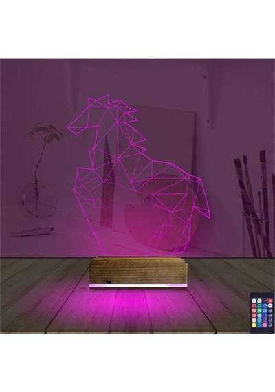 Luvivia At Tasarım Polygonal 3d Lamba - Masa Gece Lambası V2 Şeffaf