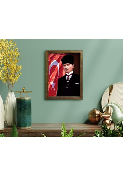 Bk Home Atatürk Tasarımlı Doğal Masif Ahşap Çerçeveli Tablo-23 (551056203)