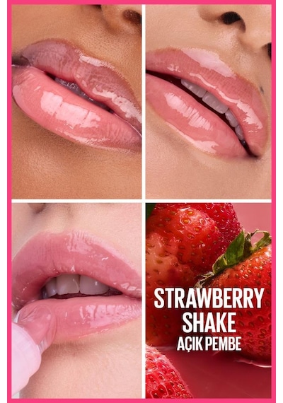 Telescopic Gold Siyah Maskara & Lifter Gel Parlak Nemlendirici Dudak Parlatıcısı 06 Strawberry Shake
