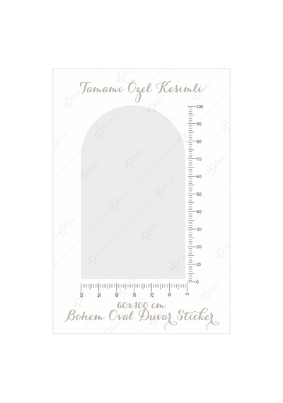 MSticker Bohem Tarzı Oval Beyaz Duvar Dekorasyon Sticker (60X100 Cm)
