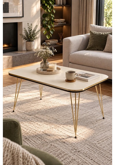 Sulorahome Gold Krem Orta Sehpa