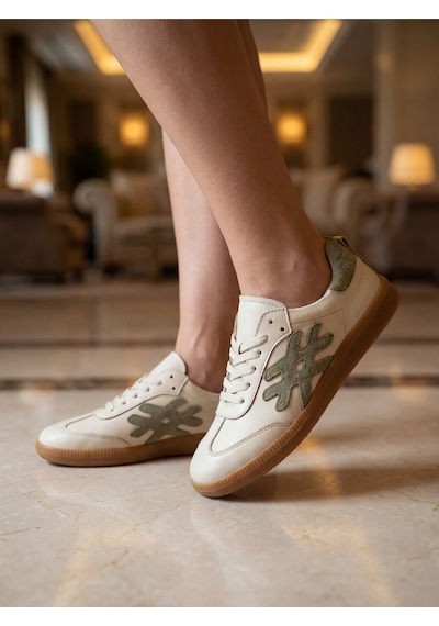 Venüs 2609901y Kadın Hakiki Deri Parçalı Sneaker Ayakkabı Bej