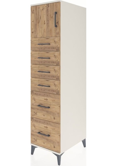 Kronos Dolap Tek Raflı 6 Çekmeceli Tek Kapaklı 44x59x182 Aytaşı-çam Aytası