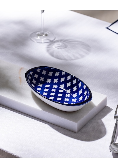 Madame Coco Reve Bleu Raye Oval Tabak - 22 Cm - Mavi/beyaz 8684427225820 Çok Renkli