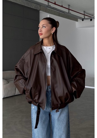 Öner Kadın Oversize Deri Ceket Oversize Relax Fit, Fermuarlı Kemer Detaylı Günlük Kadın Ceket Kahverengi2 Kahverengi2 Öner Kadın Oversize Deri Ceket Oversize Relax Fit, Fermuarlı Kemer Detaylı Günlük Kadın Ceket Kahverengi2 Kahverengi2