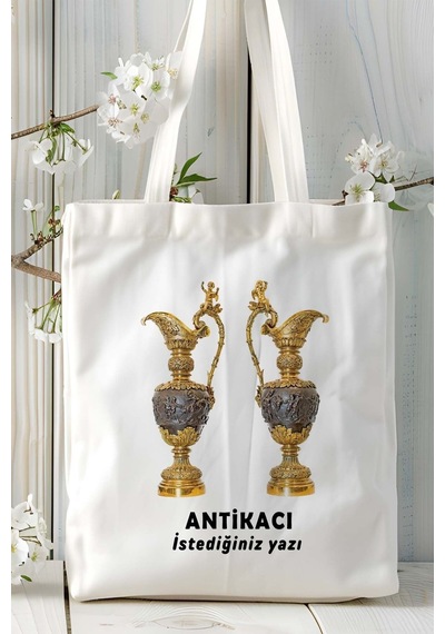 Art Hediye Antikacı Baskılı Bez Omuz Çantası Kişiye Özel Model 6 Çok Renkli