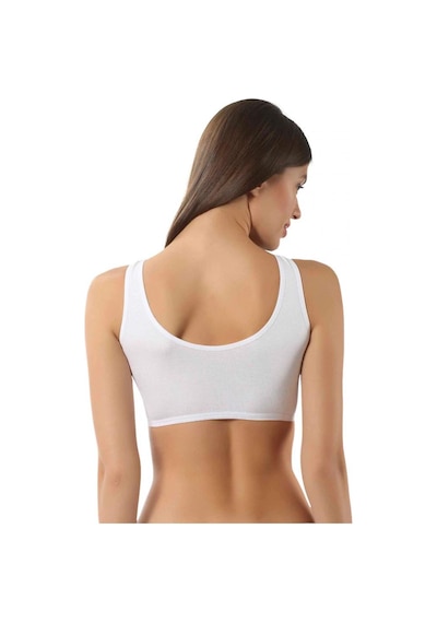 Özkan Underwear 6 Adet Özkan Bayan Pamuklu Ribana Yarım Atlet Sütyen 0564 Beyaz