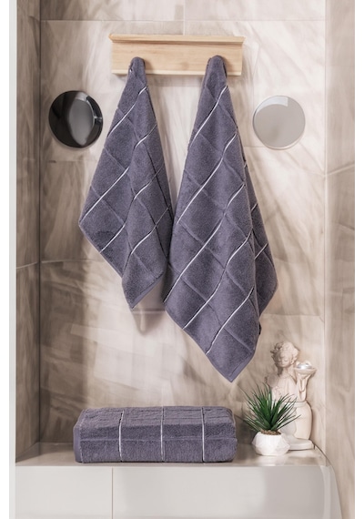 Varol Kare Micro Cotton Banyo Havlusu 90x150cm Antrasit-90x150cm Antrasit