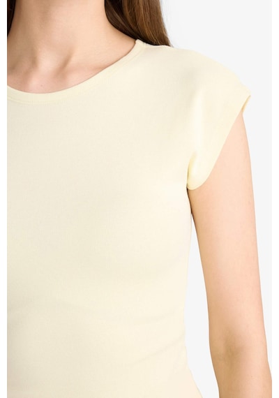Defacto Slim Fit Dar Kesim Bisiklet Yaka Basic Düz Modal Kısa Kollu Tişört F0685ax25auyl504 Sari